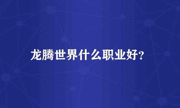 龙腾世界什么职业好？