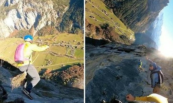 瑞士跳伞者重现哈利波特经典场面？