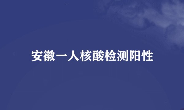 安徽一人核酸检测阳性