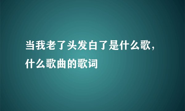 当我老了头发白了是什么歌，什么歌曲的歌词