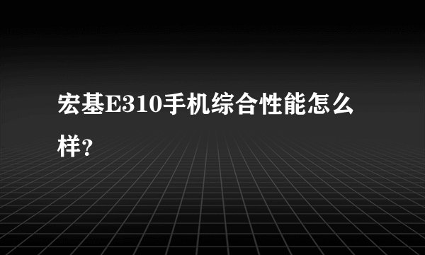 宏基E310手机综合性能怎么样？