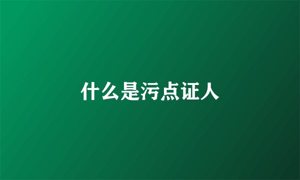 什么是污点证人