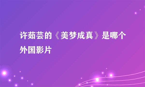 许茹芸的《美梦成真》是哪个外国影片
