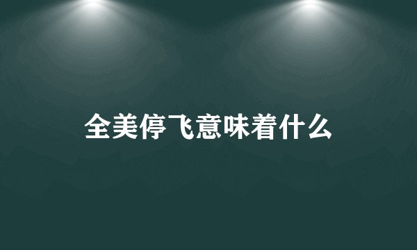全美停飞意味着什么