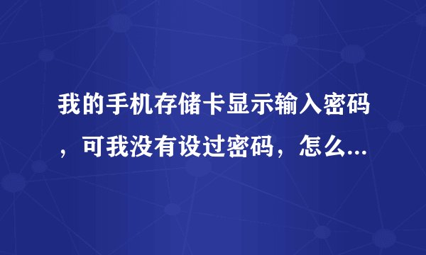 我的手机存储卡显示输入密码，可我没有设过密码，怎么破解啊，详细啊，我的是N95