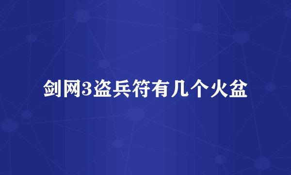 剑网3盗兵符有几个火盆