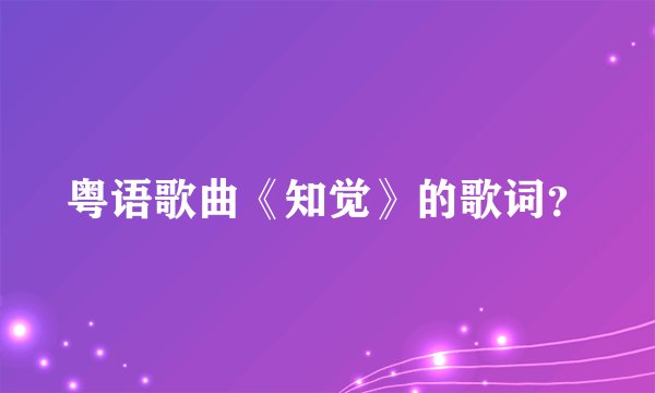 粤语歌曲《知觉》的歌词？