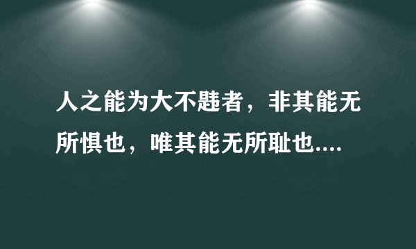 人之能为大不韪者，非其能无所惧也，唯其能无所耻也.是什么意思