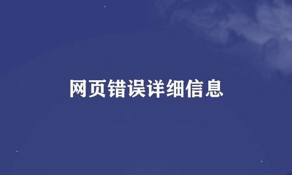 网页错误详细信息