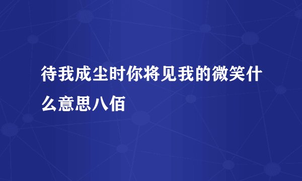 待我成尘时你将见我的微笑什么意思八佰