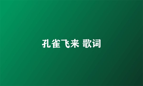孔雀飞来 歌词