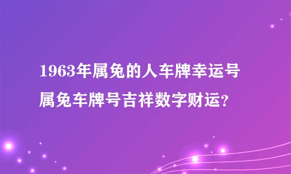 1963年属兔的人车牌幸运号 属兔车牌号吉祥数字财运?