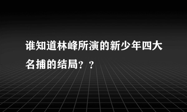 谁知道林峰所演的新少年四大名捕的结局？？