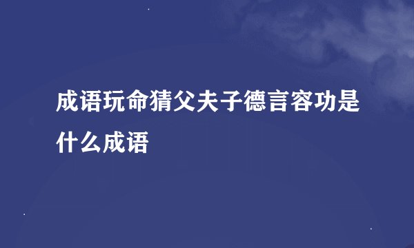 成语玩命猜父夫子德言容功是什么成语