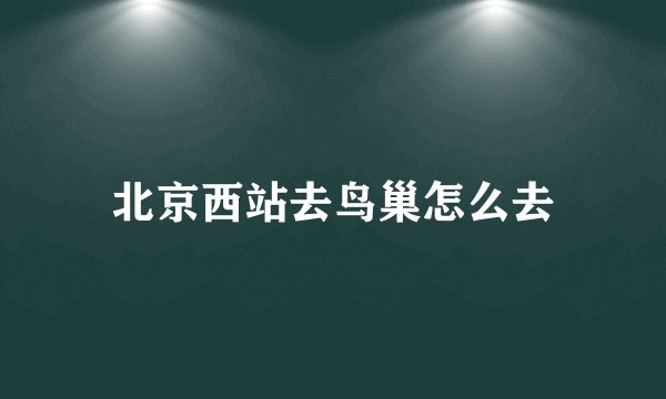北京西站去鸟巢怎么去