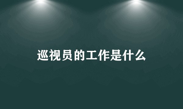 巡视员的工作是什么