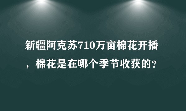 新疆阿克苏710万亩棉花开播，棉花是在哪个季节收获的？