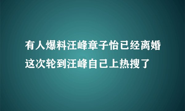 有人爆料汪峰章子怡已经离婚这次轮到汪峰自己上热搜了