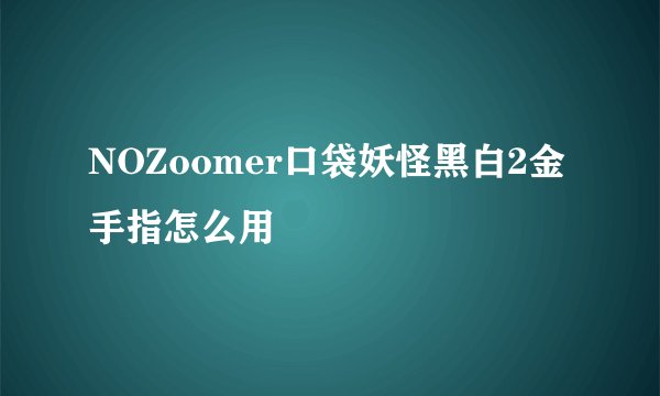 NOZoomer口袋妖怪黑白2金手指怎么用