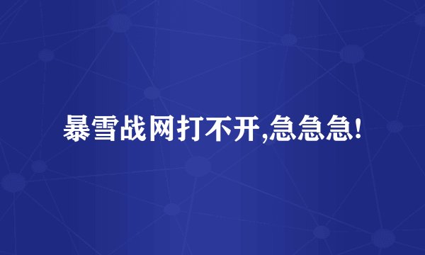 暴雪战网打不开,急急急!