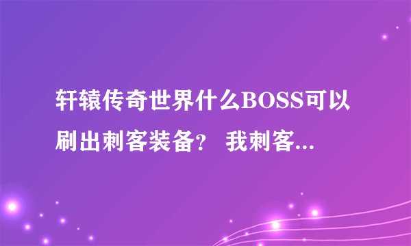 轩辕传奇世界什么BOSS可以刷出刺客装备？ 我刺客都三十级了可是装备上不去 攻击力就上不去 求大神指点