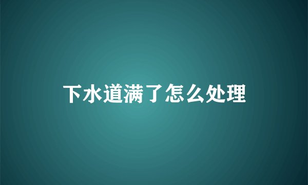 下水道满了怎么处理