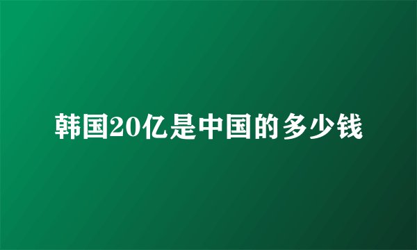 韩国20亿是中国的多少钱