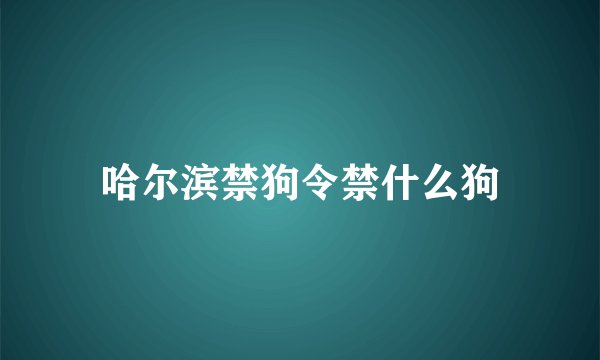 哈尔滨禁狗令禁什么狗