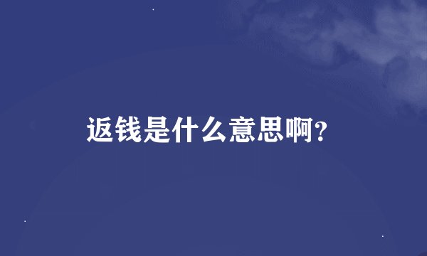 返钱是什么意思啊？