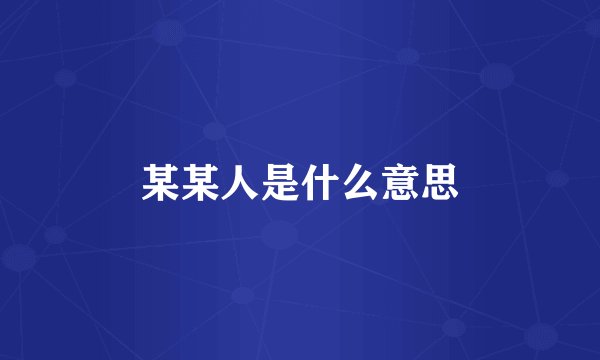 某某人是什么意思