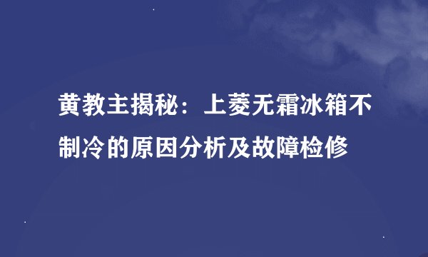 黄教主揭秘：上菱无霜冰箱不制冷的原因分析及故障检修