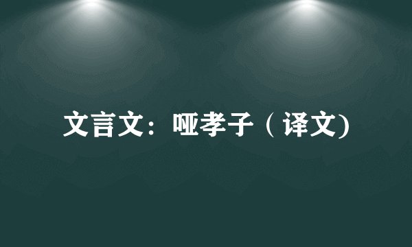 文言文：哑孝子（译文)