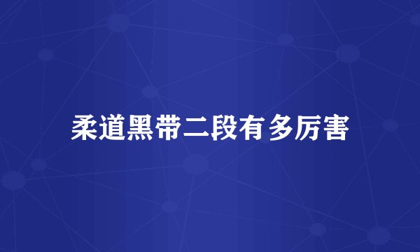 柔道黑带二段有多厉害