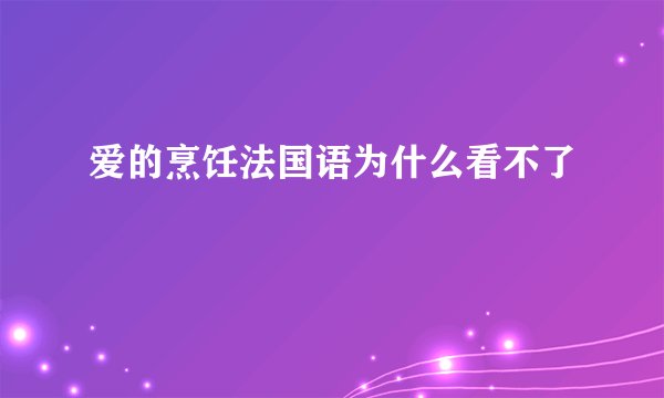 爱的烹饪法国语为什么看不了