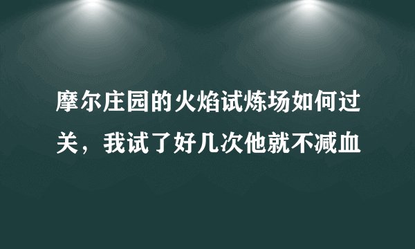 摩尔庄园的火焰试炼场如何过关，我试了好几次他就不减血