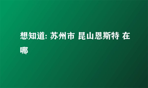 想知道: 苏州市 昆山恩斯特 在哪