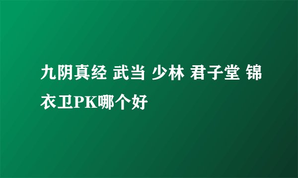 九阴真经 武当 少林 君子堂 锦衣卫PK哪个好