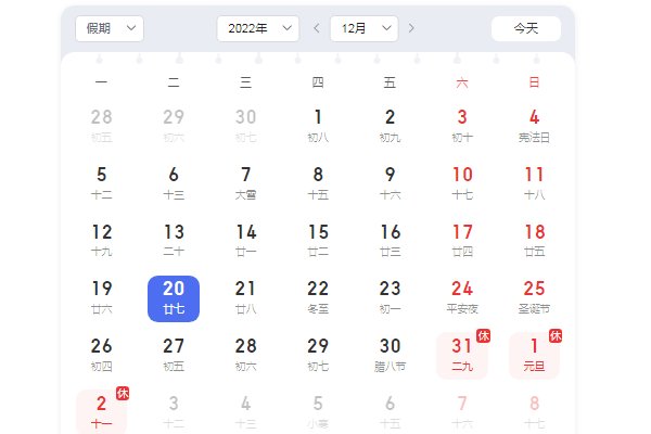 2022年12月20日农历是多少