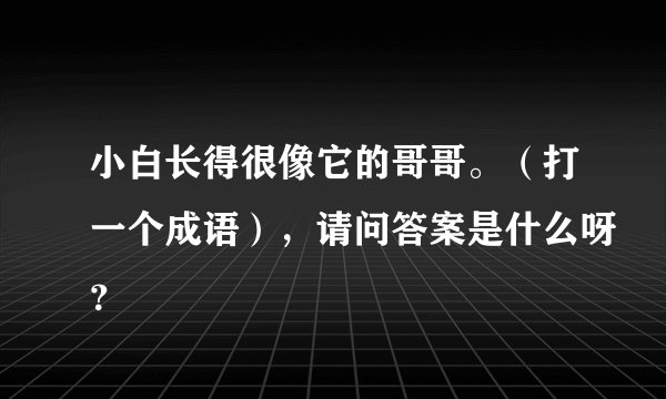 小白长得很像它的哥哥。（打一个成语），请问答案是什么呀？