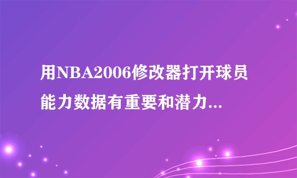 用NBA2006修改器打开球员能力数据有重要和潜力两项？分别代表什么？特别是“重要”
