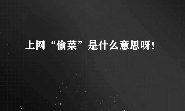 上网“偷菜”是什么意思呀！