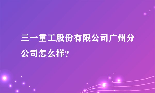 三一重工股份有限公司广州分公司怎么样？