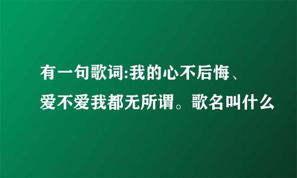 有一句歌词:我的心不后悔、爱不爱我都无所谓。歌名叫什么