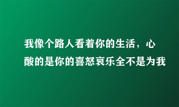 我像个路人看着你的生活，心酸的是你的喜怒哀乐全不是为我