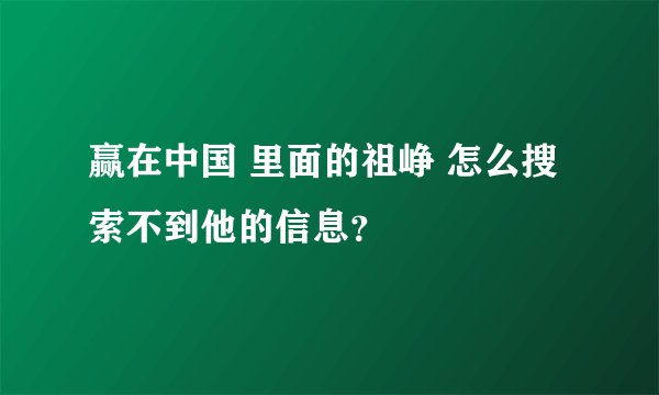 赢在中国 里面的祖峥 怎么搜索不到他的信息？