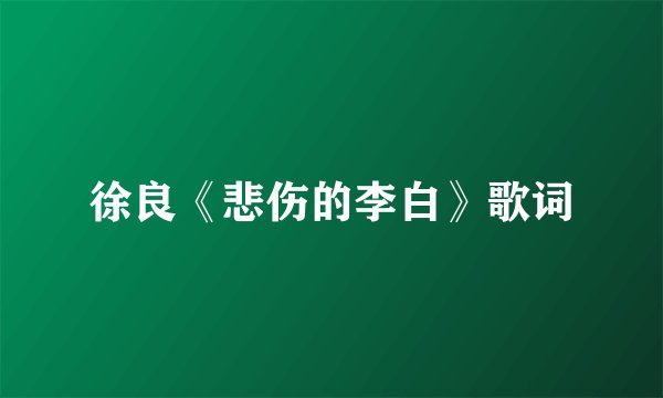 徐良《悲伤的李白》歌词