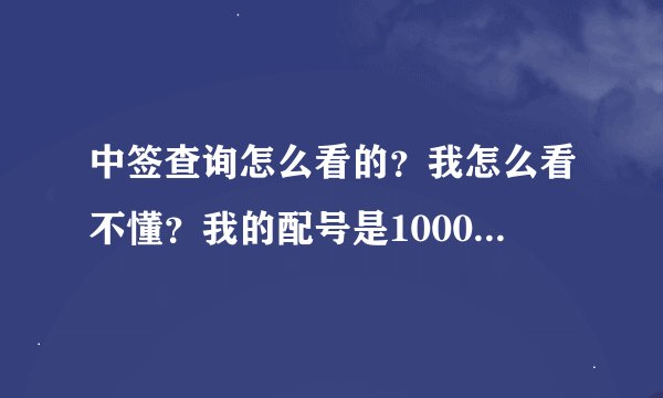 中签查询怎么看的？我怎么看不懂？我的配号是100046556106怎么看出来中一