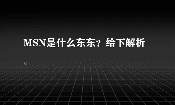 MSN是什么东东？给下解析。
