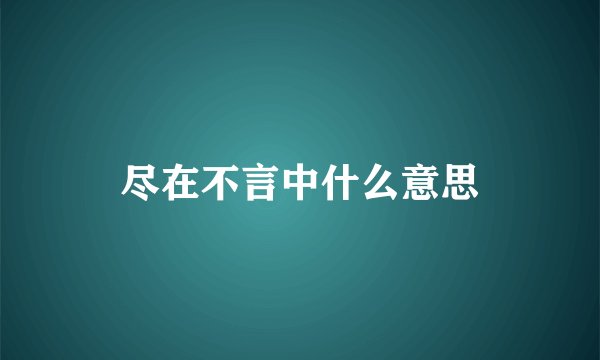 尽在不言中什么意思