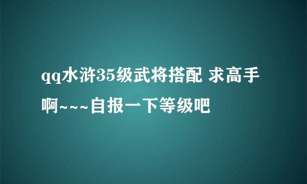 qq水浒35级武将搭配 求高手啊~~~自报一下等级吧
